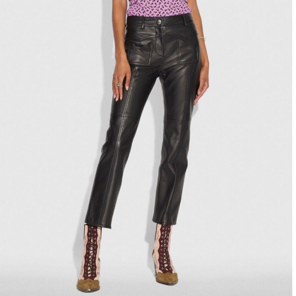 COACH Cropped Leather Pants Size 4
